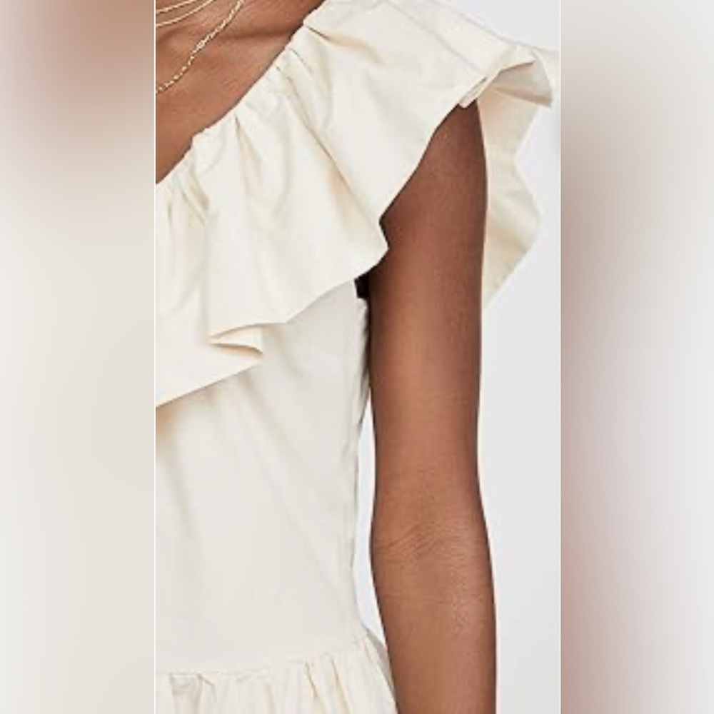 English Factory Ivory Ruffle Collar Tiered Midi Dress Pockets Side Zip NWT Small - Picture 6 of 9